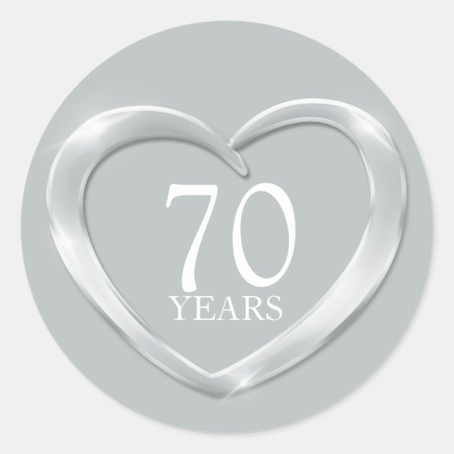 70 years platinum anniversary heart sticker (Front)