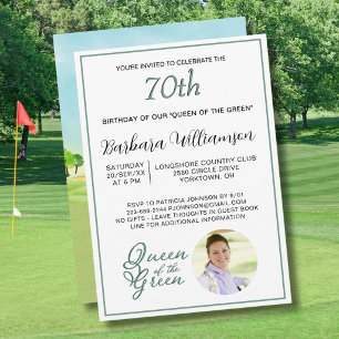 70h Birthday Photo Lady Golfer Theme Invitation