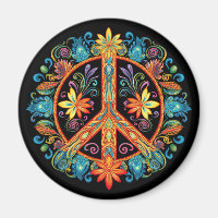 70s 60s Peace Sign Colourful