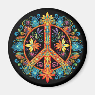 70s 60s Peace Sign Colourful Magnet