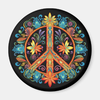 70s 60s Peace Sign Colourful Magnet