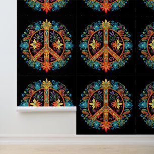 70s 60s Peace Sign Colourful Wallpaper