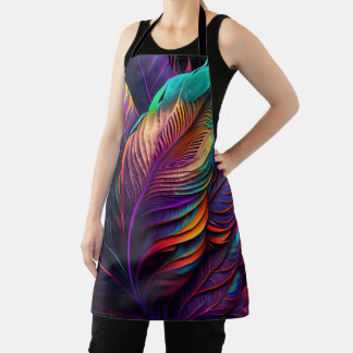 70s 60s Psychedelic Feathers  Apron