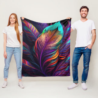 70s 60s Psychedelic Feathers  Fleece Blanket