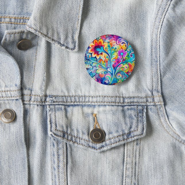 70s 60s Psychedelic Hippy Retro Hip 6 Cm Round Badge (In Situ)