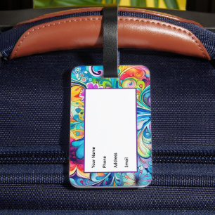 70s 60s Psychedelic Hippy Retro Hip Luggage Tag