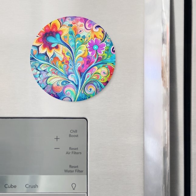 70s 60s Psychedelic Hippy Retro Hip Magnet (In Situ (Fridge))