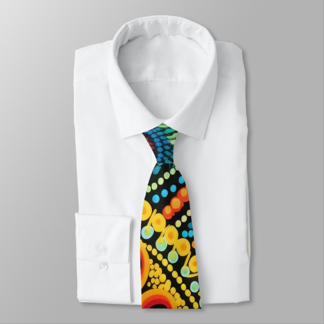 70s 60s Psychedelic Hippy Retro Hip Tie (Tied)