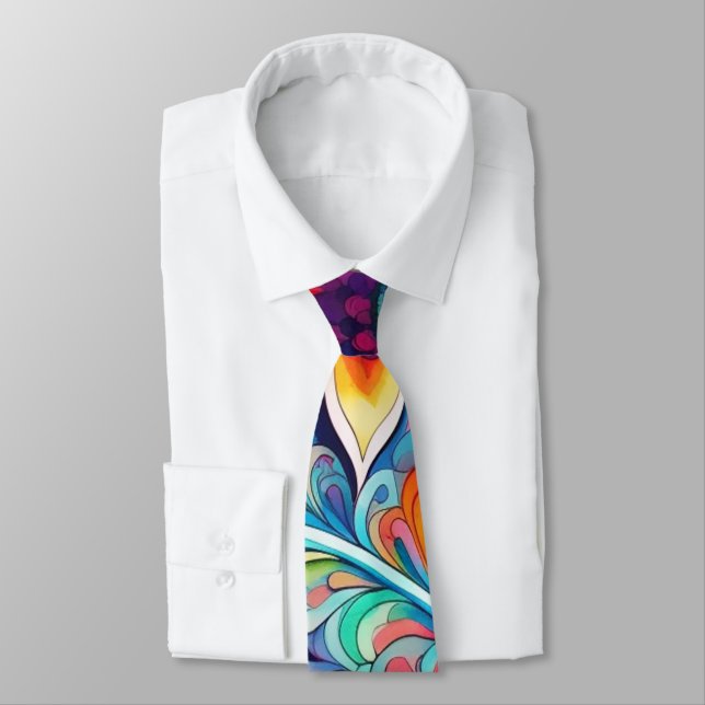 70s 60s Psychedelic Hippy Retro Hip Tie (Tied)