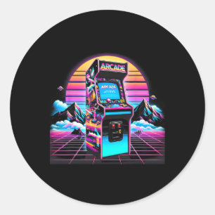 70s 80s 90s Vintage Retro Arcade Video Game Old Sc Classic Round Sticker