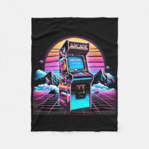 70s 80s 90s Vintage Retro Arcade Video Game Old Sc Fleece Blanket
