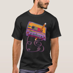 70s 80s Cassette Tape Pencil 1980s Vintage Music M T-Shirt