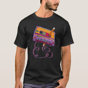 70s 80s Cassette Tape Pencil 1980s Vintage Music M T-Shirt