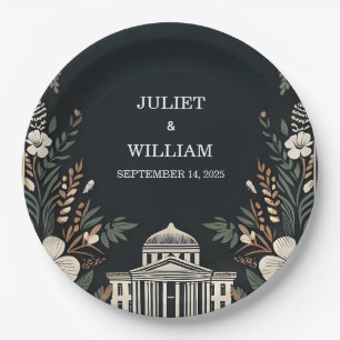 70s 80s Fast Bold Boho Courthouse Wedding Paper Plate