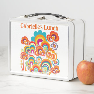 70s 80s Retro Colourful Colourful Metal Lunch Box