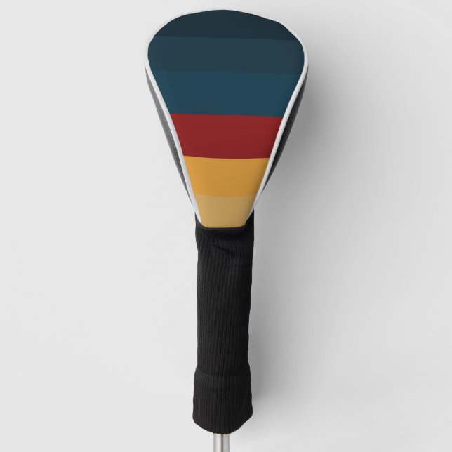 70s 80s Retro Striped Stripes Golf Head Cover (Front)