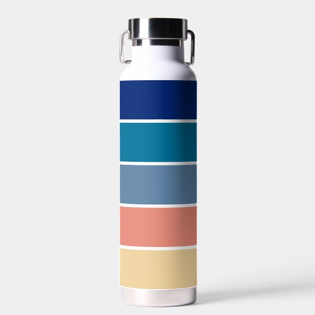 70s 80s Retro Striped Stripes Water Bottle (Front)