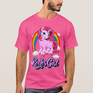 70S 80S Roller Girl Skating Unicorn T-Shirt