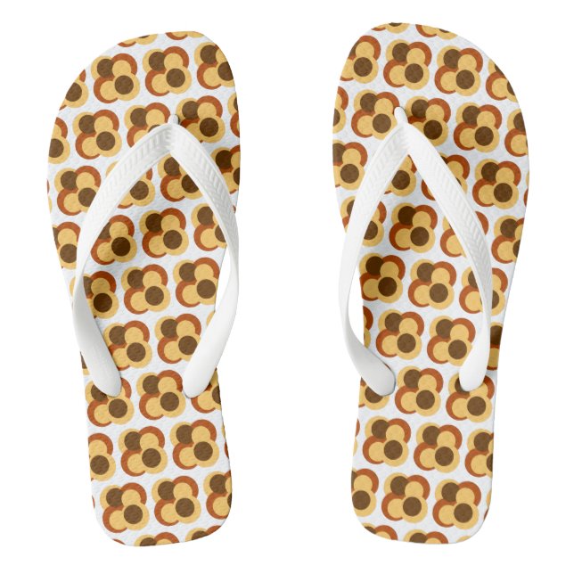70s Abstract Geometric Circular Shapes Flip Flops (Footbed)