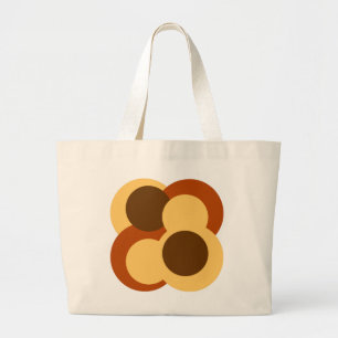 70s Abstract Geometric Circular Shapes Large Tote Bag