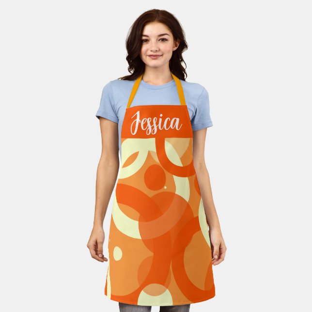 70s Aesthetic Orange Swirl Apron (Worn)