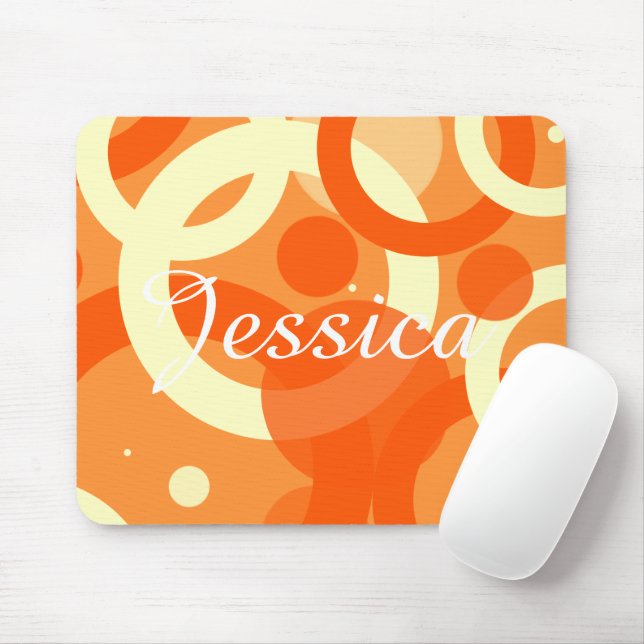 70s Aesthetic Orange Swirl Mouse Mat (With Mouse)