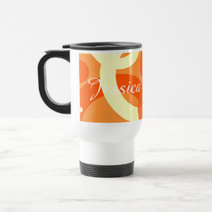 70s Aesthetic Orange Swirl Travel Mug
