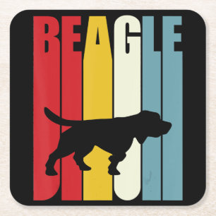 70s Beagle Dog Clos Out Gift Beagle Mum Dad Square Paper Coaster