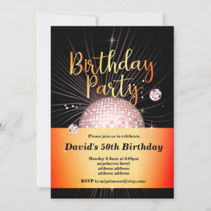 70's Birthday party, disco party Invitation