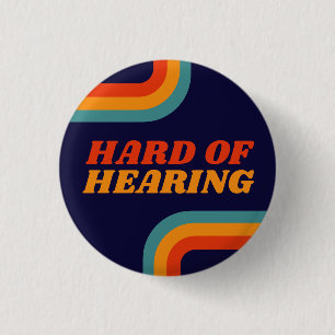70s Blue Orange Retro Lines Hard of Hearing 3 Cm Round Badge