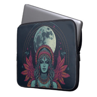 70s Boho Laptop Sleeve, Jewel tones Feminine Retro Sleeve