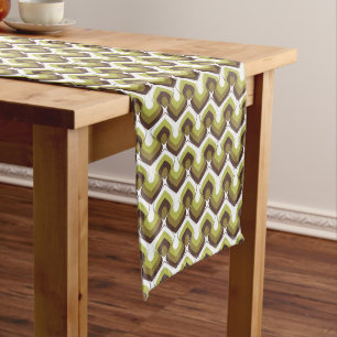 70s Bold Modern Retro Ogee Motif in Greens Medium Table Runner