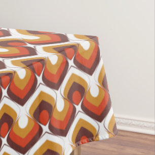 70s Bold Retro Modern Motif in Orange & Brown Tablecloth