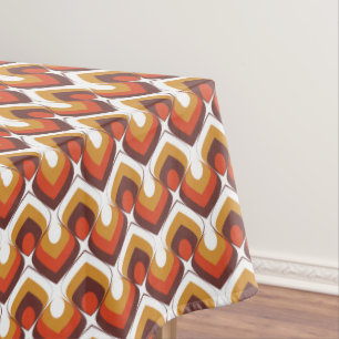 70s Bold Retro Modern Motif in Orange & Brown Tablecloth