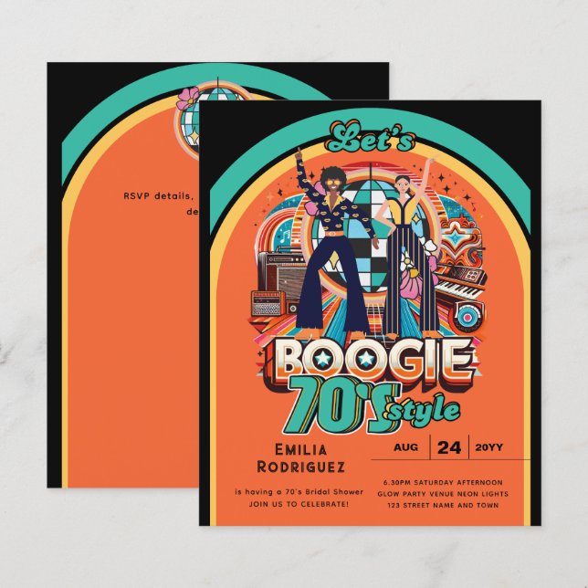 70s Boogie Retro Disco Dancing Bridal Bachelorette (Front/Back)