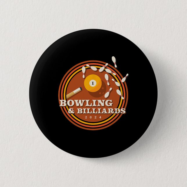 70s Bowling And Billiards  6 Cm Round Badge (Front)