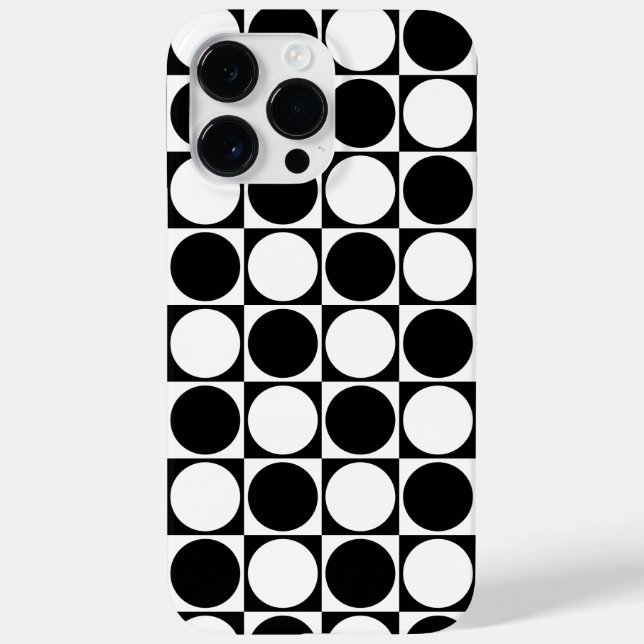 70s Checks and Circles Black and White Case-Mate iPhone Case (Back)