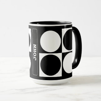 70s Checks and Circles Black and White Mug