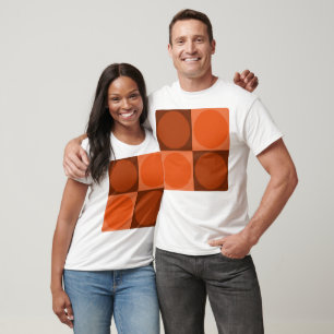 70s Checks and Circles Flame Orange T-Shirt