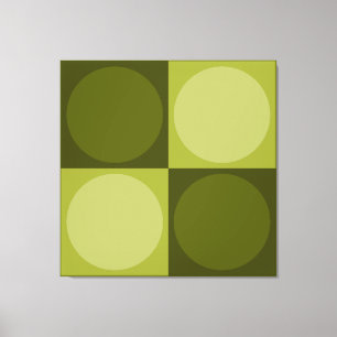 70s Checks and Circles Green Canvas Print