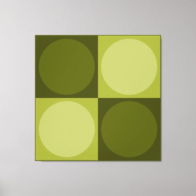 70s Checks and Circles Green Canvas Print (Front)
