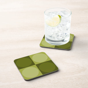 70s Checks and Circles Green Coaster