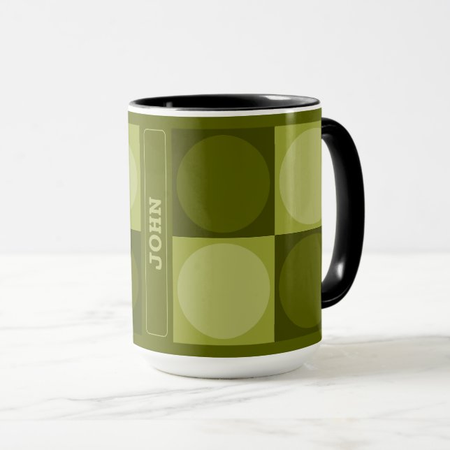 70s Checks and Circles Green Mug (Front Right)