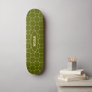 70s Checks and Circles Green Skateboard