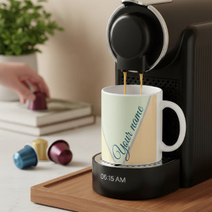 70s Colour block Sage green Triangles Custom name Coffee Mug