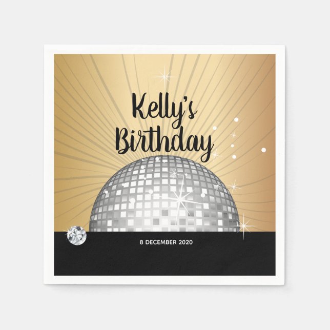 70s, disco ball, Cocktail Paper Napkins (Front)