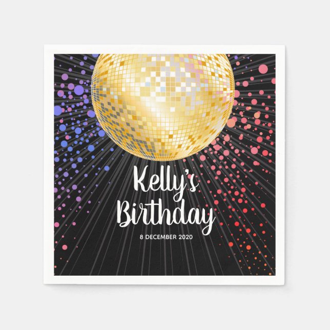 70s, disco ball, Cocktail Paper Napkins (Front)