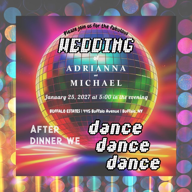 70s Disco Ball Retro Nostalgia Wedding Invitation (Creator Uploaded)