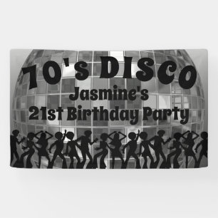 70's Disco Birthday   Silver Glitter Ball Banner