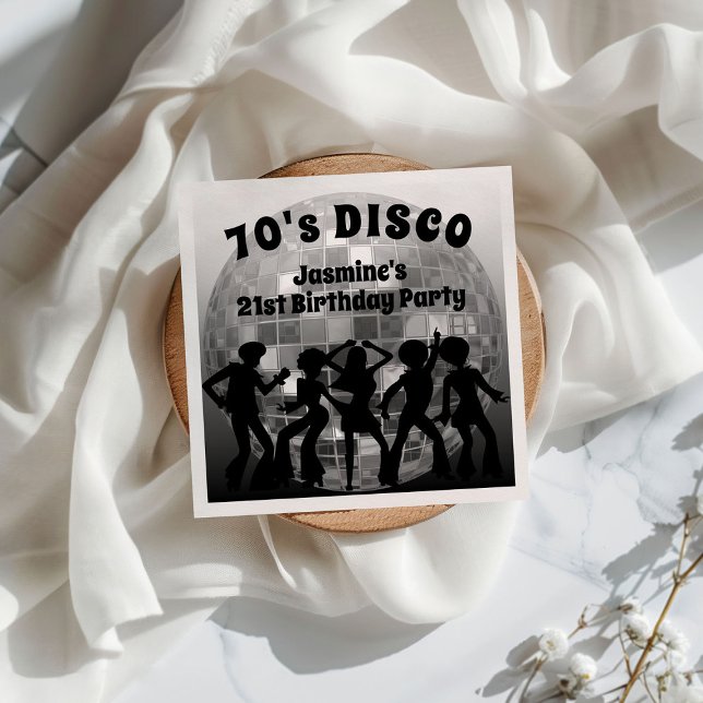 70's Disco Birthday | Silver Glitter Ball Napkin (Creator Uploaded)